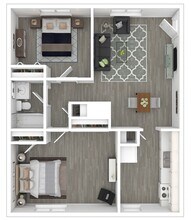 2 Bedroom, 1 Bathroom 15A floor plan